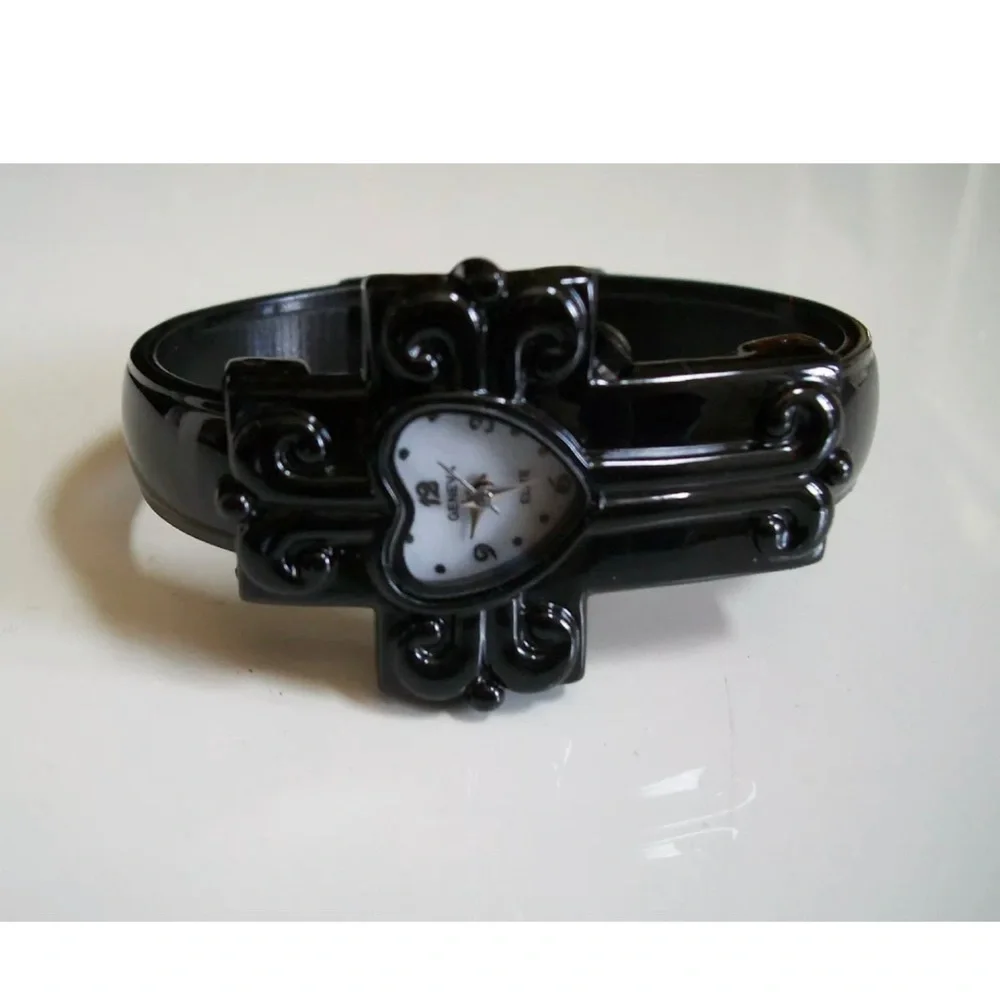 WOMEN'S CROSS RELIGIOUS BLACK FINISH CUFF WATCH